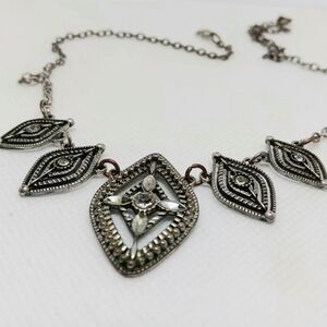 Vintage Toledo 1960s Designed Silvertone Necklace with Intricate Design